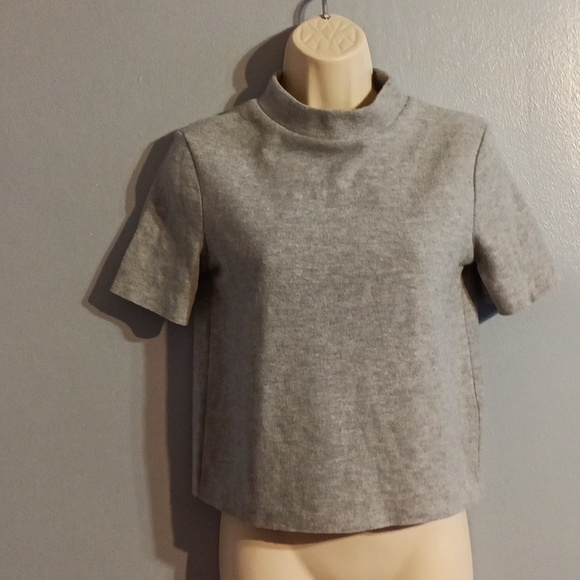 Zara women's light gray, black blends size small short sleeve mock neck … - Picture 9 of 17